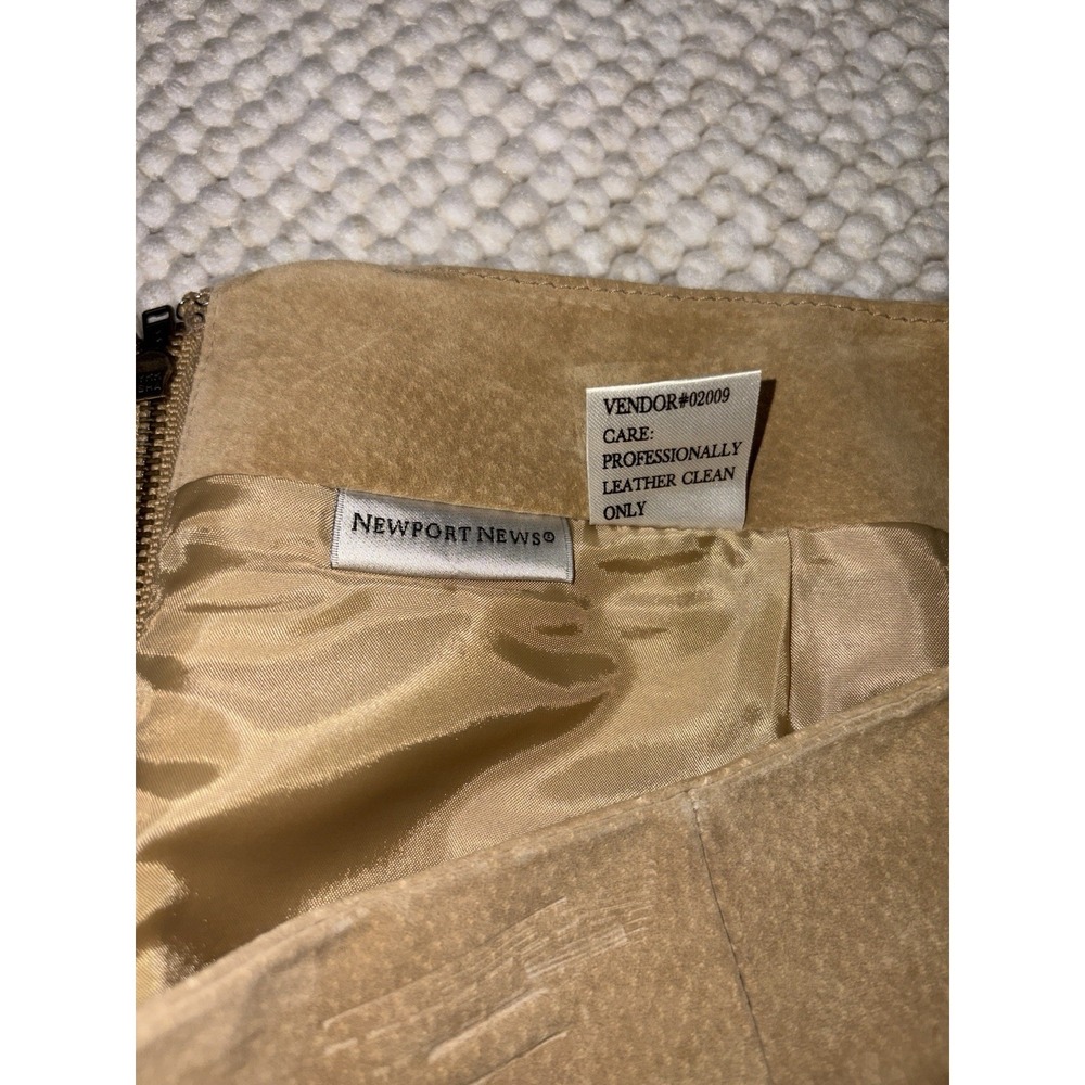 Newport News Suede Leather Pencil Skirt Womens 12 Tan Camel Lined Back Zip - Picture 8 of 9